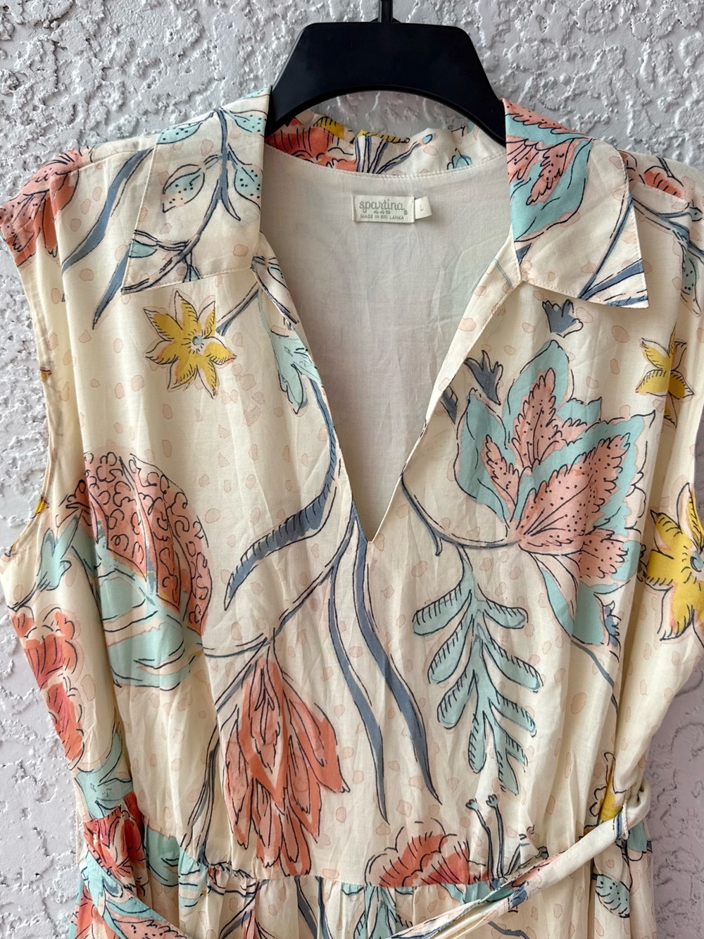 Spartina 449 Hallie Midi Dress Clara Starry Floral Cream Large - Picture 9 of 9
